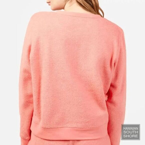 Outerknown Women's Hightide Crew Bright Neon Coral Sweater Large NWT - Picture 8 of 8